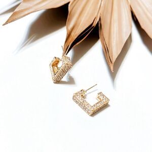 Diamond gold hoop earrings S360